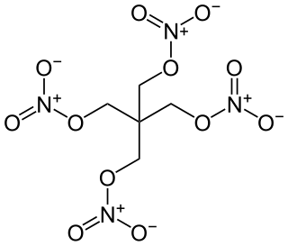 <span class="mw-page-title-main">Pentaerythritol tetranitrate</span> Explosive chemical compound