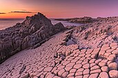 Columnar basalt at Cape Stolbchaty, Russia