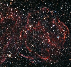 DEM L316A is located some 160,000 light-years away in the Large Magellanic Cloud[57]