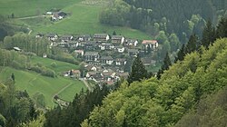 View to the village from the mountains