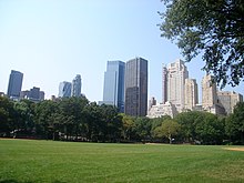 Parks like Central Park in New York City help create an oasis effect in urban areas. Central park.jpg