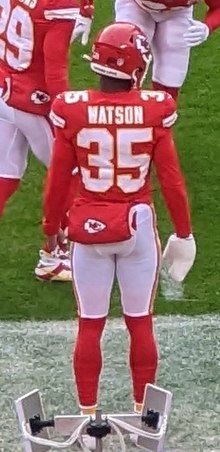 Jaylen Watson-Chiefs warmup before Rams at Chiefs (52531028370) (cropped).jpg