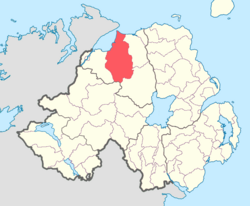 Location of Keenaght, County Londonderry, Northern Ireland.