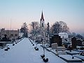 Polski: Cmentarz i kościół Deutsch: Kirchhof und Kirche