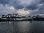 A cantilever truss bridge, Quebec Bridge over the Saint Lawrence River in Quebec, Canada