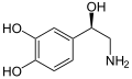 de: Struktur von Noradrenalin; en: Structure of noradrenaline (norepinephrine)