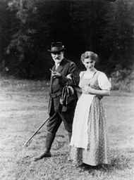 Anna and Freud are granted life again in the play. Sigmund en Anna.jpg