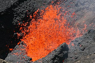 Lava fountain within Villarica's crater