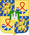Arms of the children of Beatrix of the Netherlands, currently used by Prince Constantijn, brother of the King, and his children. These arms were borne by the King before his accession and also by Prince Friso, the King's other, late brother, before his marriage. (escutcheon of Amsberg)