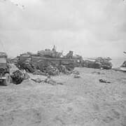 A tank on a beach