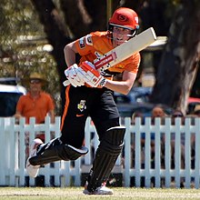 Mooney batting for Perth Scorchers during WBBL