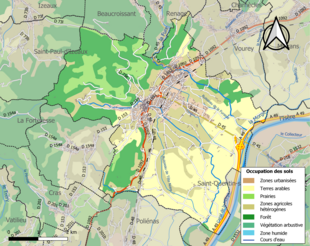 Carte en couleurs présentant l'occupation des sols.