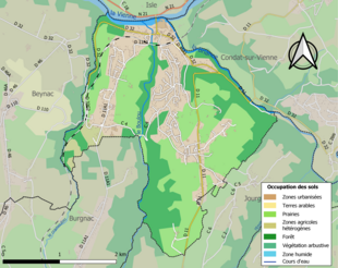 Carte en couleurs présentant l'occupation des sols.