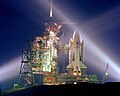 Image 9 STS-1 Photo credit: NASA A timed exposure of the first Space Shuttle mission, STS-1. The shuttle Columbia stands on launch pad A at Kennedy Space Center, the night before launch. The objectives of the maiden flight were to check out the overall Shuttle system, accomplish a safe ascent into orbit and to return to Earth for a safe landing. More selected pictures