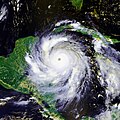 Satellite image of Hurricane Dean approaching the Yucatán Peninsula on August 20, 2007