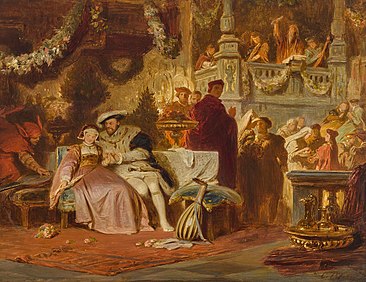 Henry VIII, Anne Boleyn và Hồng y Wolsey, vẽ bởi Karl Theodor von Piloty, khoảng năm 1886