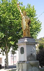 Replica of the Statue of Liberty in the town square.