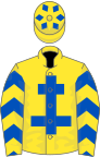 Yellow, Royal Blue Cross of Lorraine, chevrons on sleeves, diamonds on cap