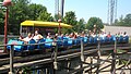 Gerstlauer-designed wooden roller coaster train on Son of Beast at Kings Island.