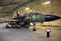 A Saab 37 Viggen in the underground hangar