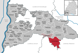 Elhelyezkedése Baden-Württemberg térképén