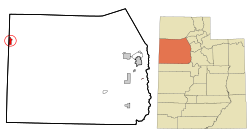 Location in Tooele County and the state of Utah