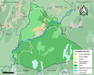 Carte en couleurs présentant l'occupation des sols.