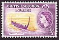 Image 12A 1956 half penny stamp of the British Solomon Islands