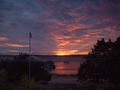 Sunset over Government Dock and harbour, Harbour Island, looking west from Dunmore School