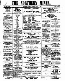 Front page of The Northern Miner, 4 July 1874 Northern.Miner.04.07.1874.jpg