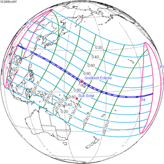 <span class="mw-page-title-main">Solar eclipse of October 4, 2089</span> Total eclipse