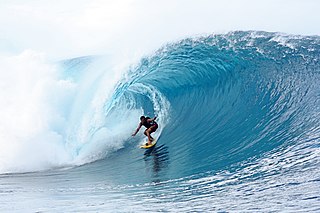 <span class="mw-page-title-main">Tube riding</span> Surfing term to describe riding well inside the curve or barrel of a finely-shaped breaking wave