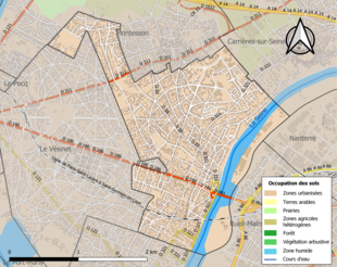 Carte en couleurs présentant l'occupation des sols.