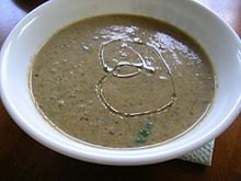 Cream of mushroom soup is a cream soup. Cream of wild mushroom soup.jpg