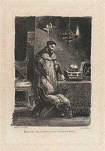 Faust dans son cabinet, lithographie d'après Delacroix