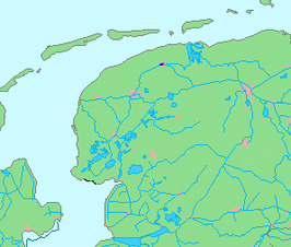 Locatie van het kleindiep in Dokkum op de kaart van Noord-Nederland