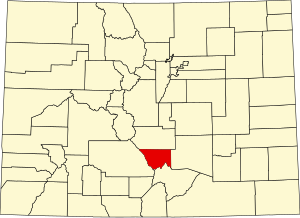 Map of Colorado highlighting Custer County