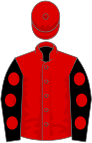 Red, black sleeves, red spots