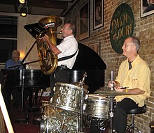 Dixieland band rhythm sections sometimes use a tuba for the bassline. PalmCourt15Sept07RhythmSectionB.jpg