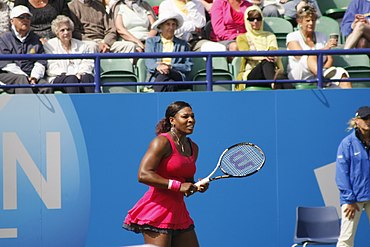 Serena Williams wearing a ballet skirt at a tennis match. Serena Williams (7490354700).jpg