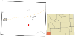 Location in Uinta County and the state of Wyoming