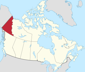 Localização do território de Yukon no Canadá