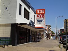 A CVS location (#7606) in Austin, Texas, across from the University of Texas at Austin. This location opened in 1988 as an Eckerd, Became CVS in 2005. Has moved as of Early 2022 CVSAustinTexasRetro.JPG