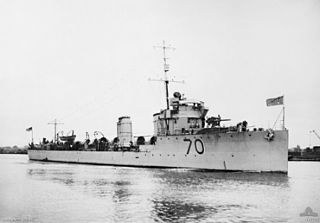 HMAS <i>Warrego</i> (D70) River-class torpedo-boat destroyer of the Royal Australian Navy