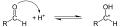 de: Bildung von Halbacetalen aus Aldehyden, Schritt 1; en: Formation of hemiacetals starting from aldehydes, step 1