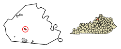 Location of New Castle in Henry County, Kentucky.