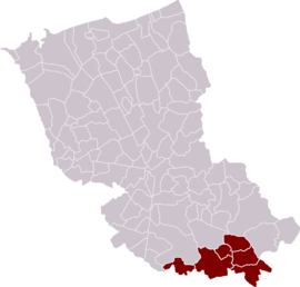 Map of the canton of Mereville within the Arrondissement of Dunkirk