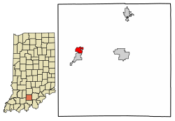 Location of West Baden Springs in Orange County, Indiana.