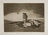 On a lonely hillside, three women lie dead while a lone figure weeps in mournful grief.