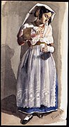 "Roma 1843. Mulher em traje popular." Aquarela 1843